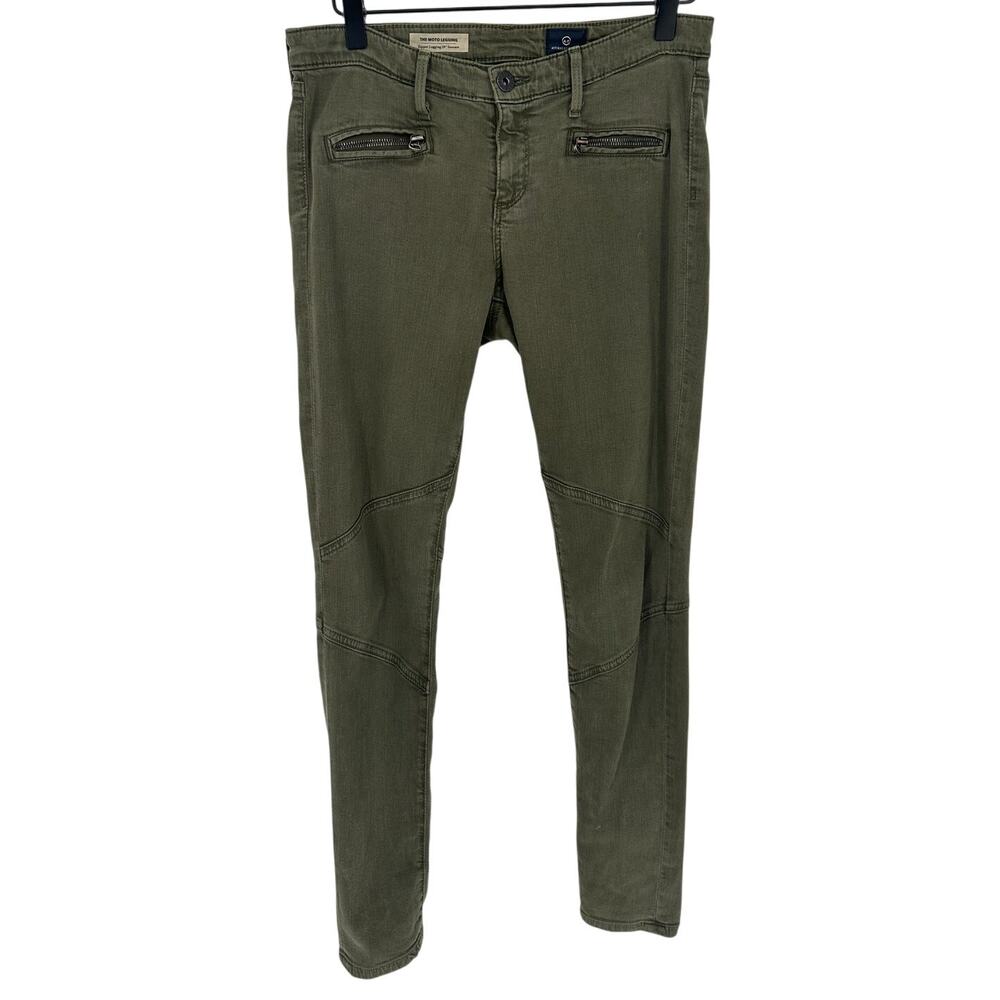 AG Adriano Goldschmied Green Moto Legging Zipper Accents Stretch Casual Boho 28